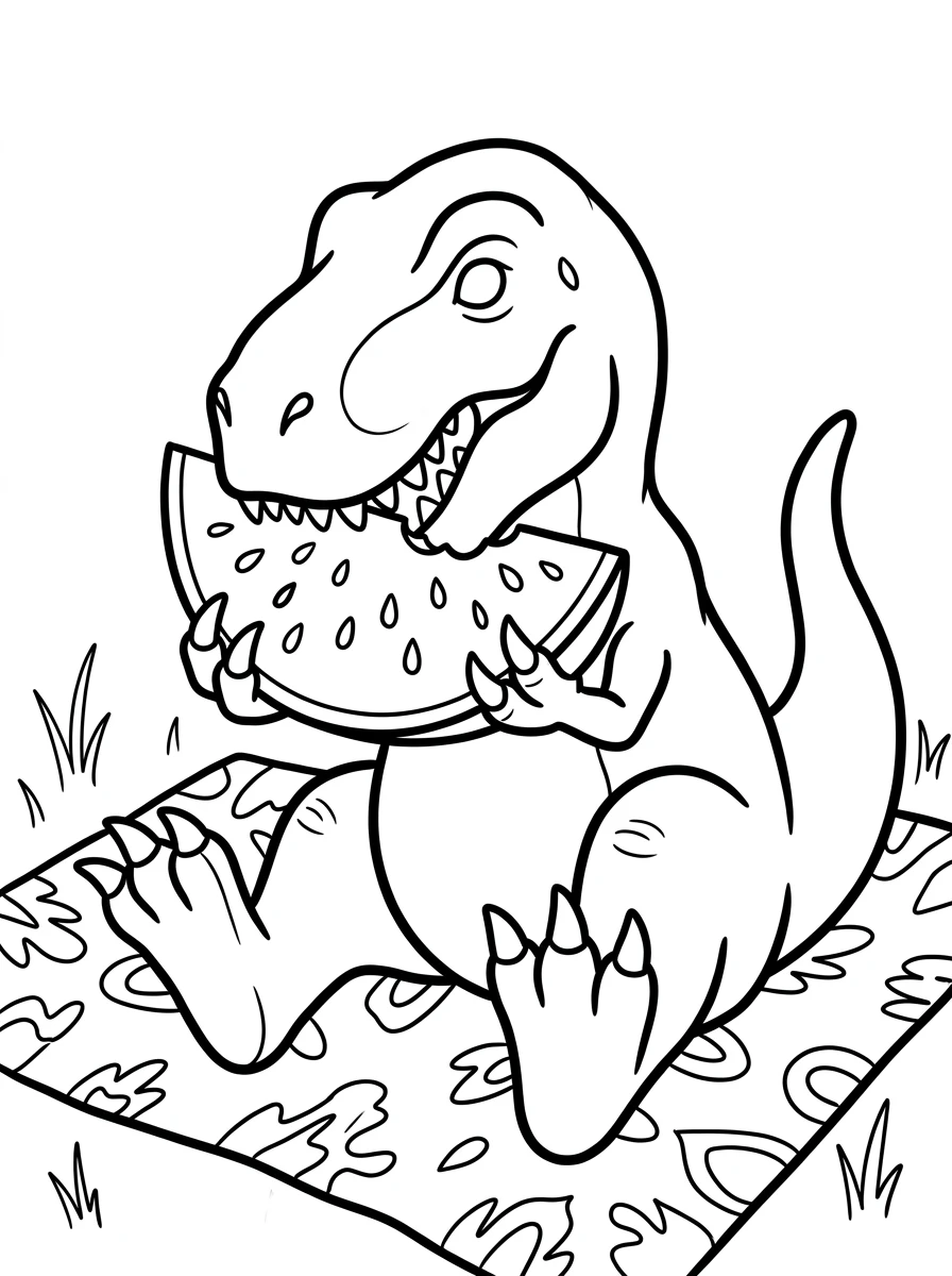 T-Rex isst saftige Wassermelone