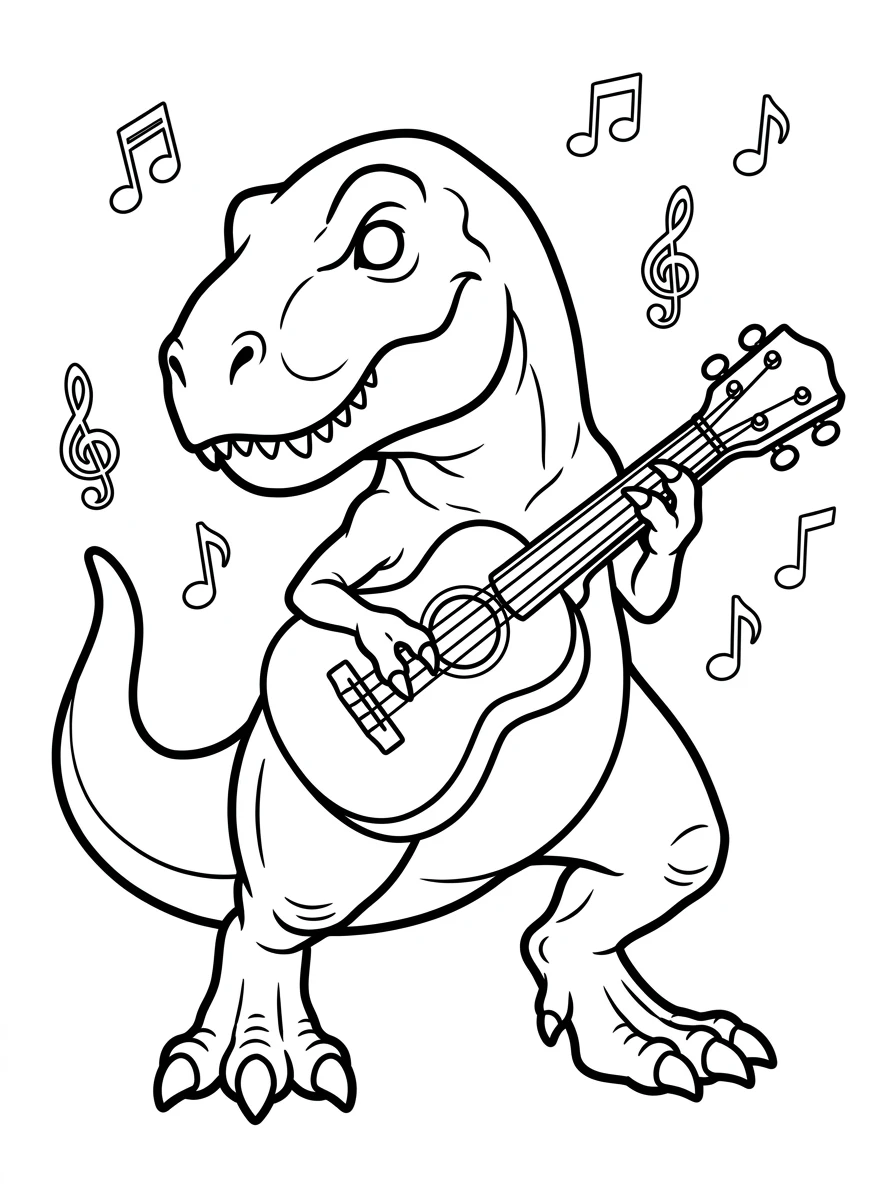 T-Rex mit kleiner Ukulele