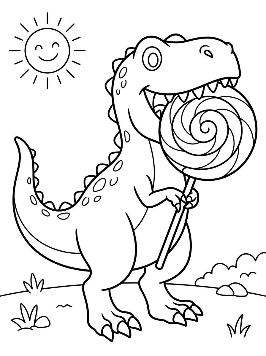 T-Rex mit riesigem Lutscher