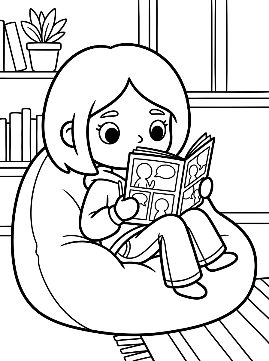 Toca Boca Charakter liest Comic