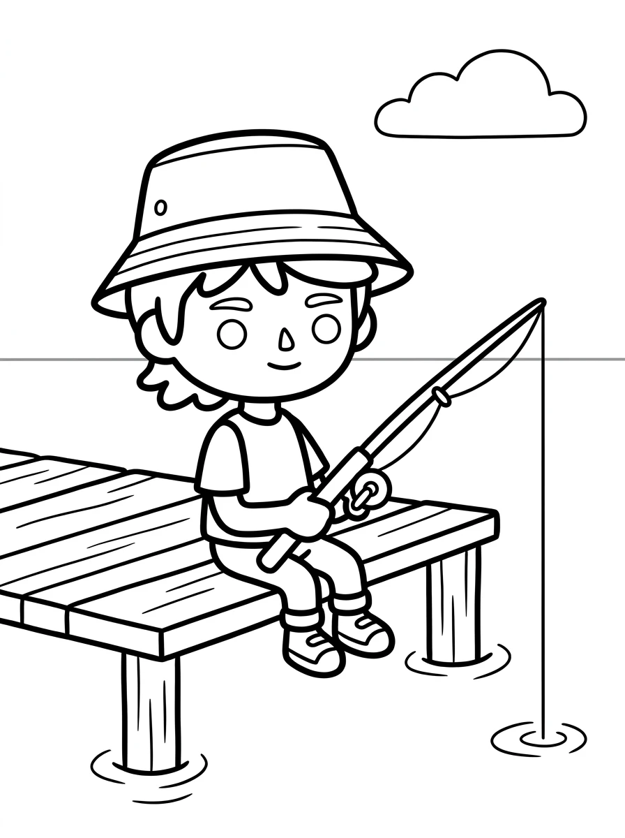 Toca Boca Figur beim Angeln