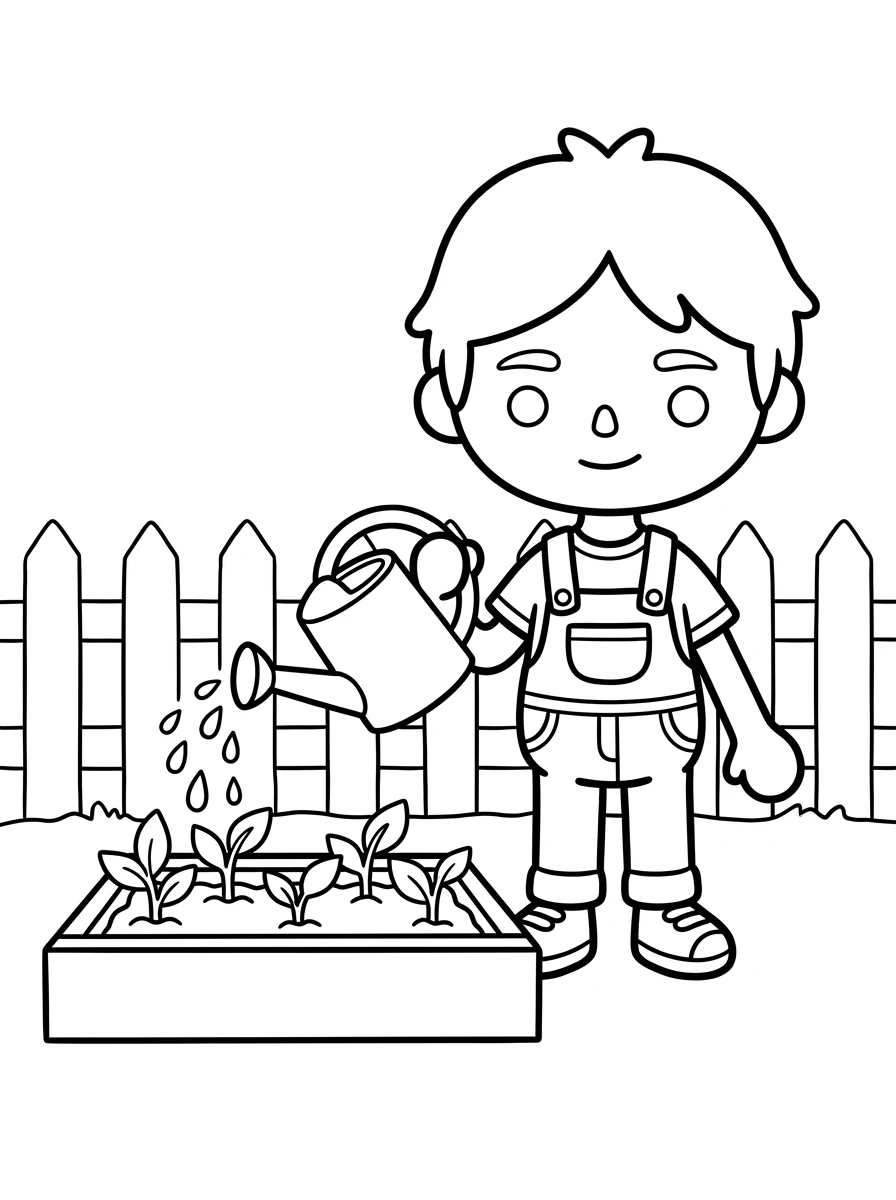 Toca Boca gießt Gartenbeet