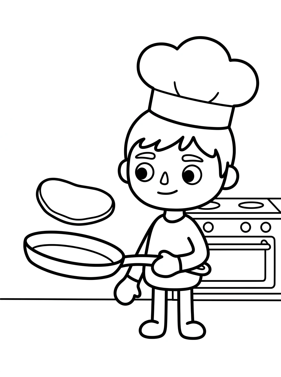 Zeke backt einen Pfannkuchen