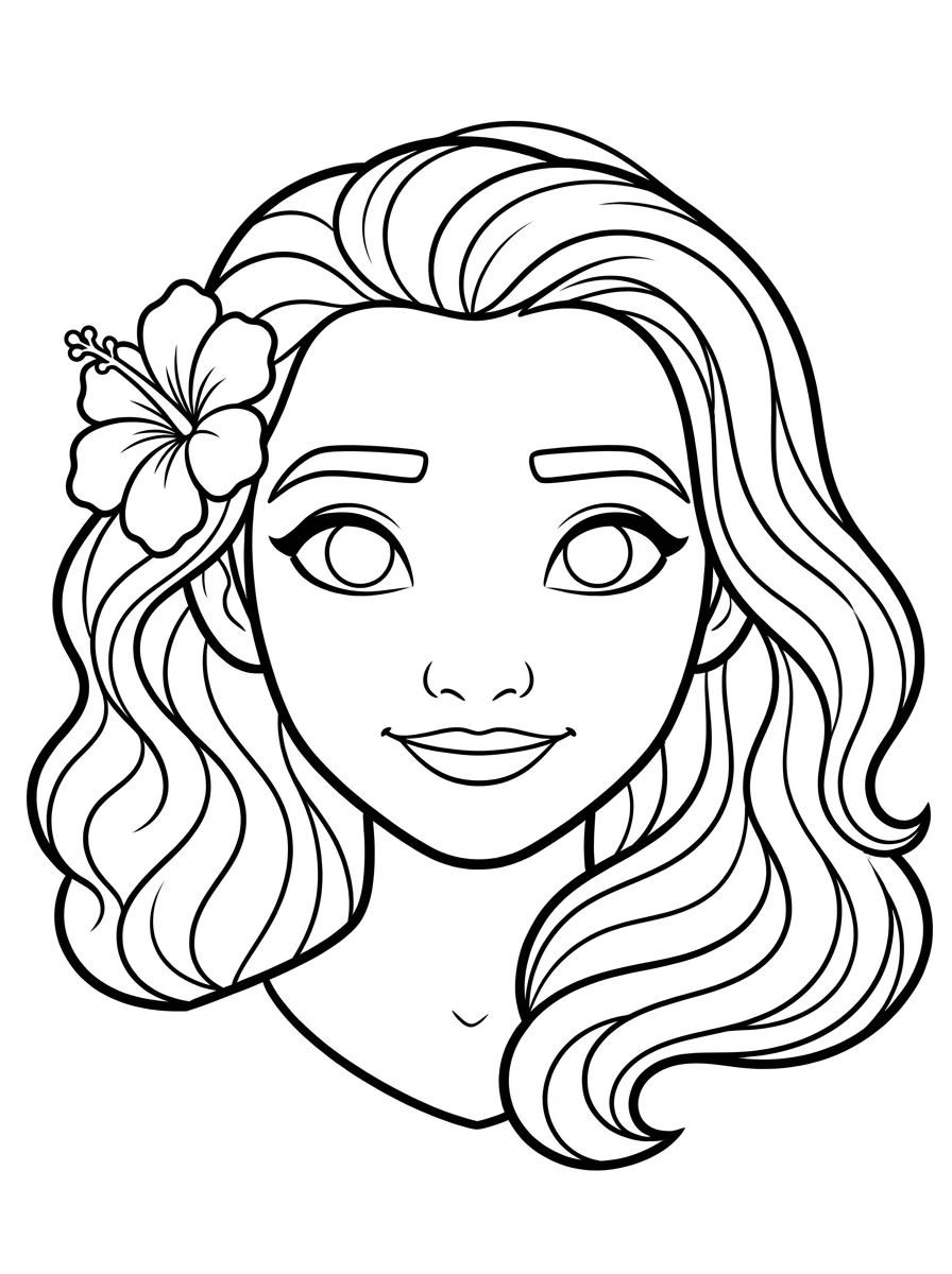 Vaiana Ausmalbilder mit Hibiskusblüte