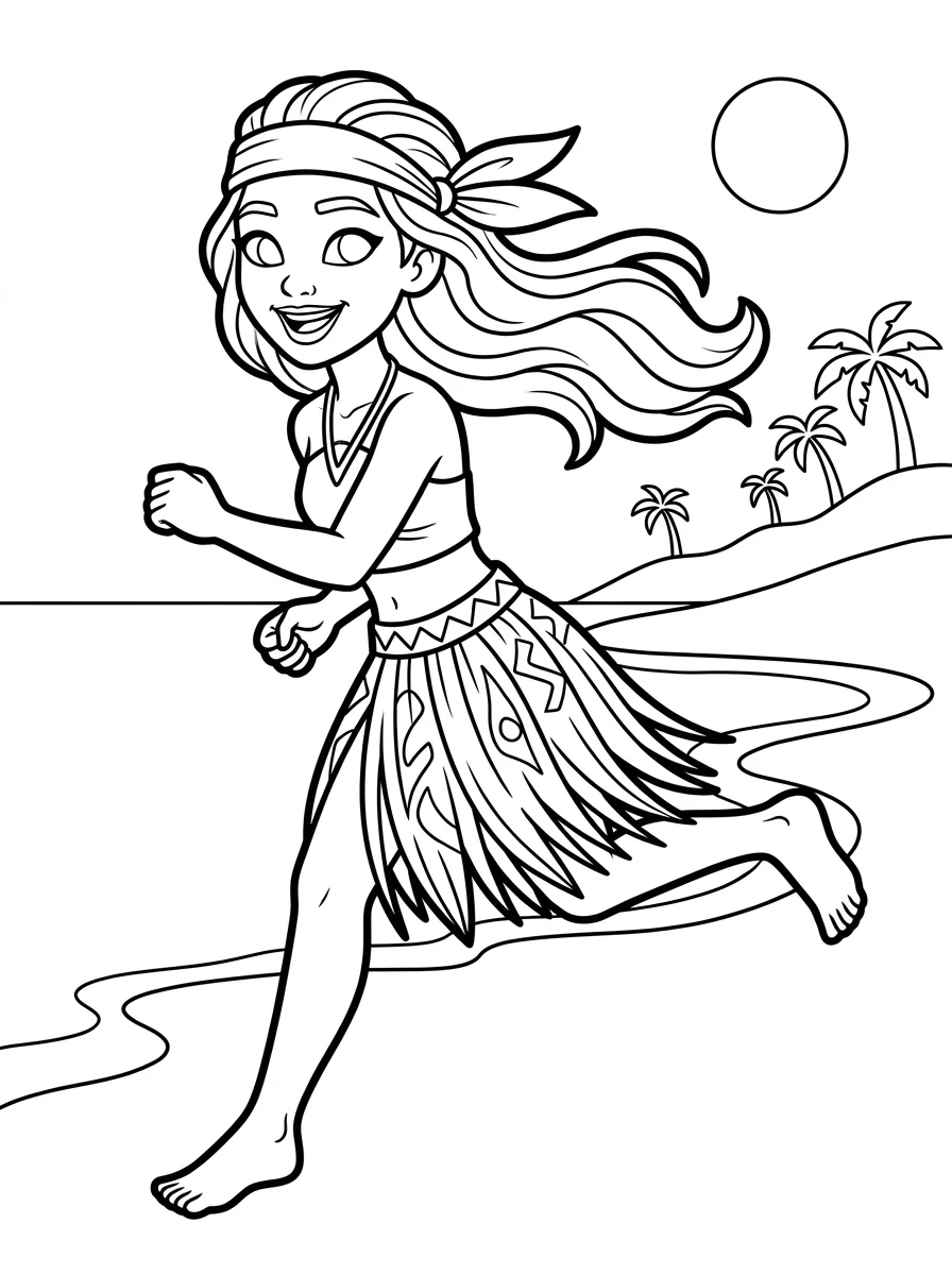 Vaiana läuft am Strand