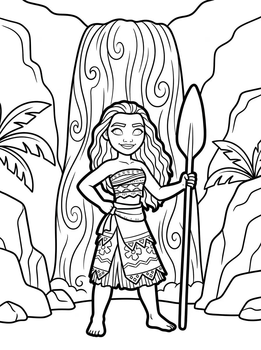 Vaiana vor dem Wasserfall