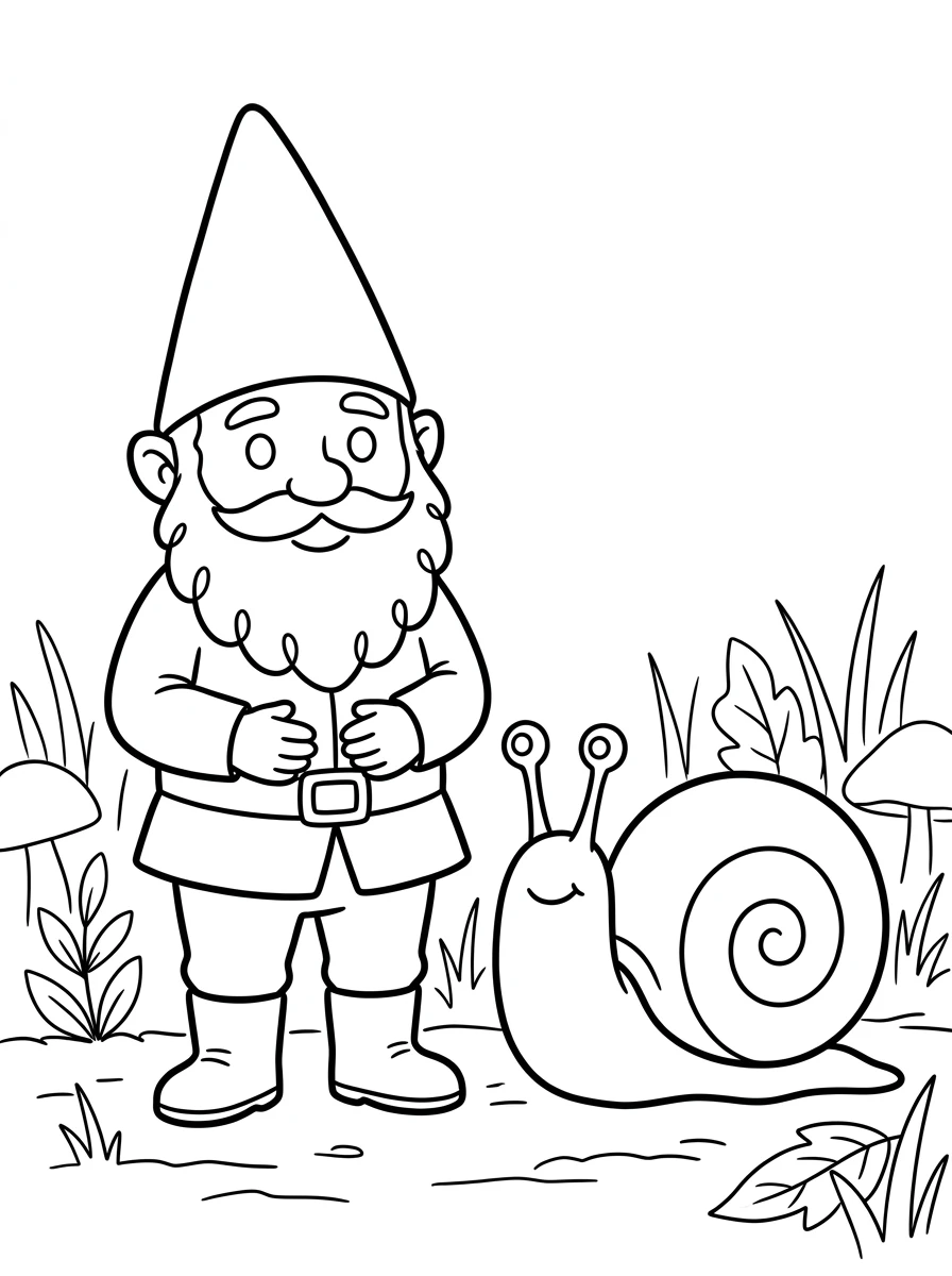Wichtel und freundliche Schnecke
